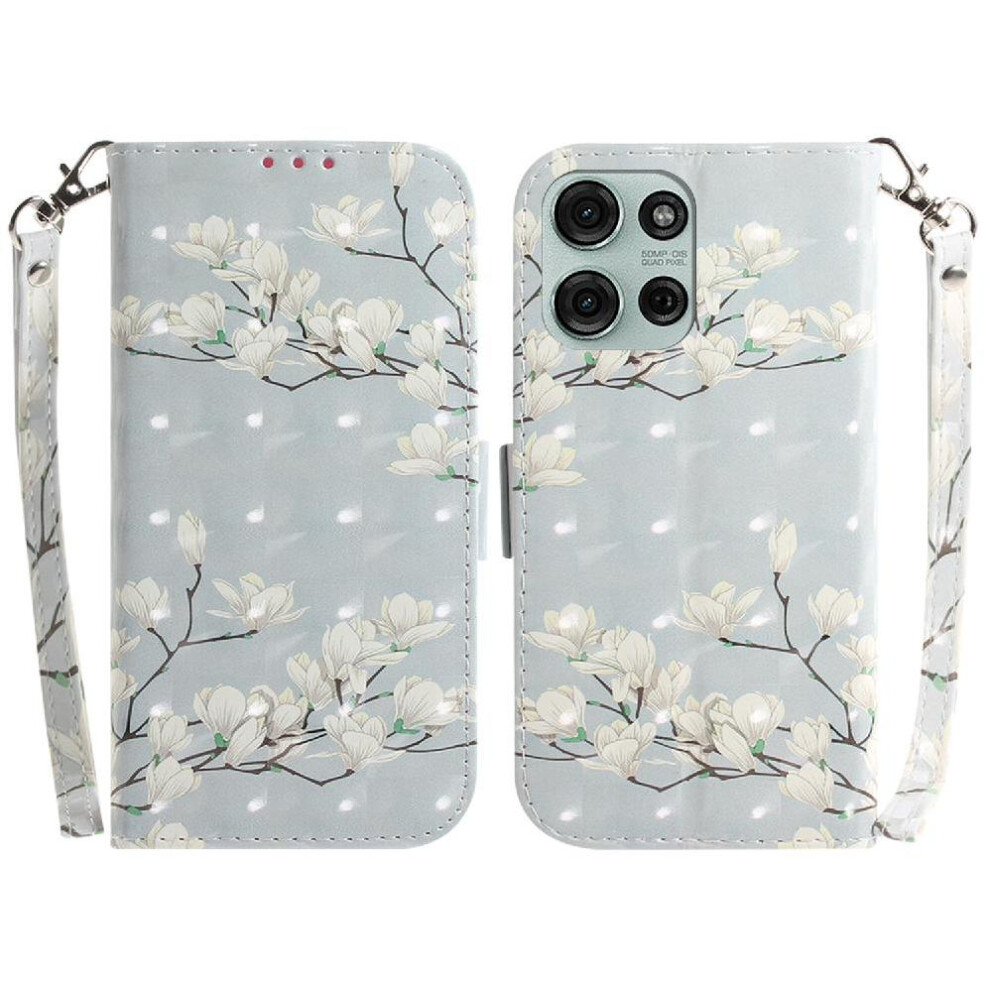 (C8 ) 3D Painted Protective Case For Motorola Moto G75 Magnetic Closure Card Slots Pu Leather Wallet Lanyard 764563418664