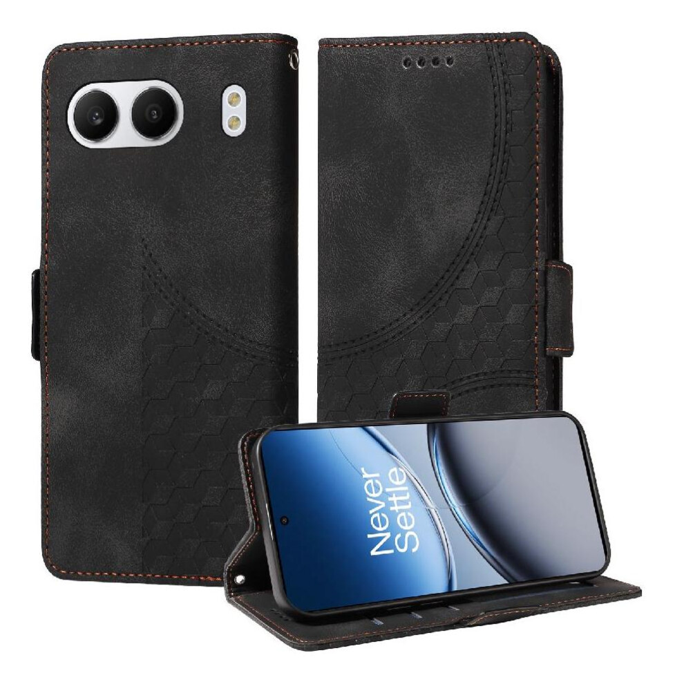 (Black) Case For Oneplus Nord 4 5G Leather Protective Cover Quilted Pattern Card Slot Holders Black 764563418732