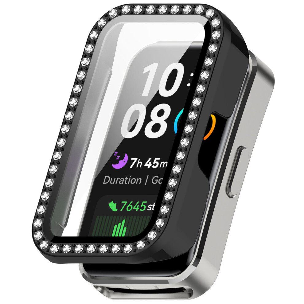 Watch Case Protective Case For Huawei Band 10/10 Nfc/9/9 Nfc/8/8 Nfc Single Row Diamond Case Film One Piece Electroplated Black Black,Not,Specified 688249428917