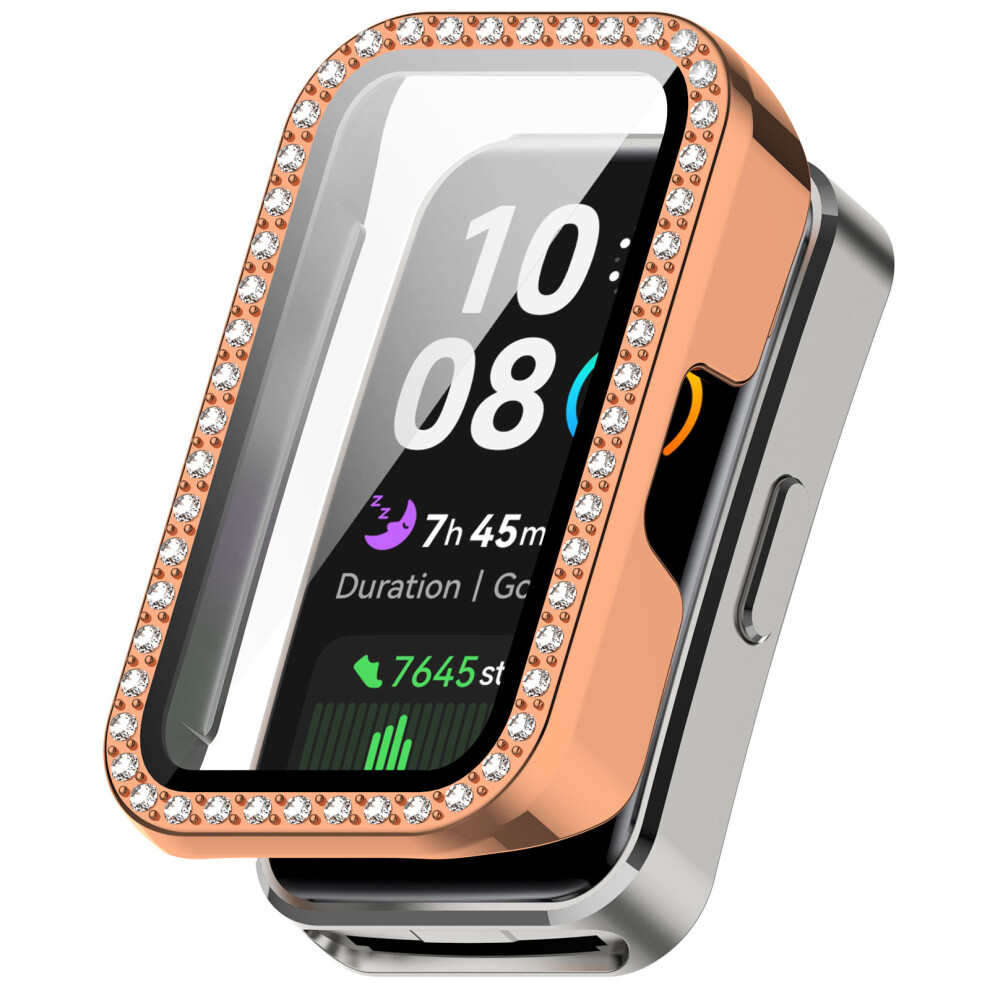 Watch Case Protective Case For Huawei Band 10/10 Nfc/9/9 Nfc/8/8 Nfc Single Row Diamond Case Film One Piece Electroplated Rose Gold Gold,Not,Specified 688249428924