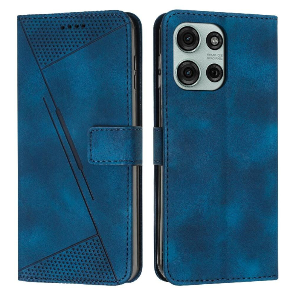 (Blue) Flip Case For Motorola Moto G75 Card Insertion Wallet Pu Leather Kickstand Blue 764563419975