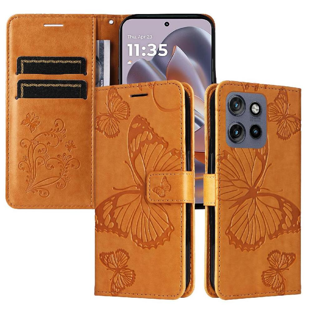 (Brown) Case For Motorola Edge 50 Neo With Card Slot Stand Flip Kickstand Pu Leather Shockproof Cover Magnetic Cover Brown 764563420094