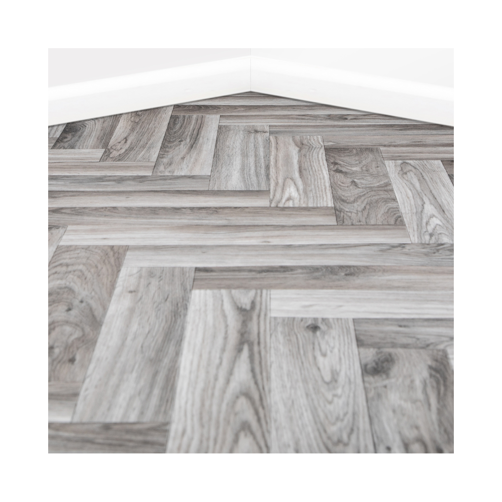 (Caprio Tile, 2m x 4m Width) Parquet Style Vinyl Lino Flooring Roll 2m & 4m Width