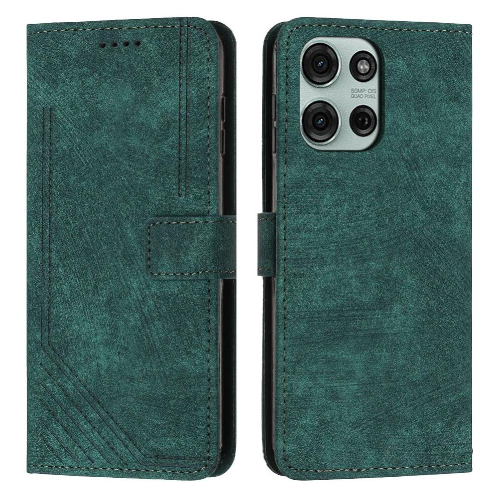 (Green) Flip Case For Motorola Moto G75 Card Insertion Wallet Kickstand Pu Leather Green 764563420582
