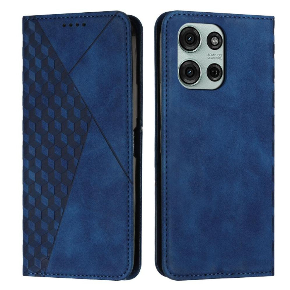 (Blue) Flip Case For Motorola Moto G75 Card Insertion Pu Leather Wallet Kickstand Blue 764563420889