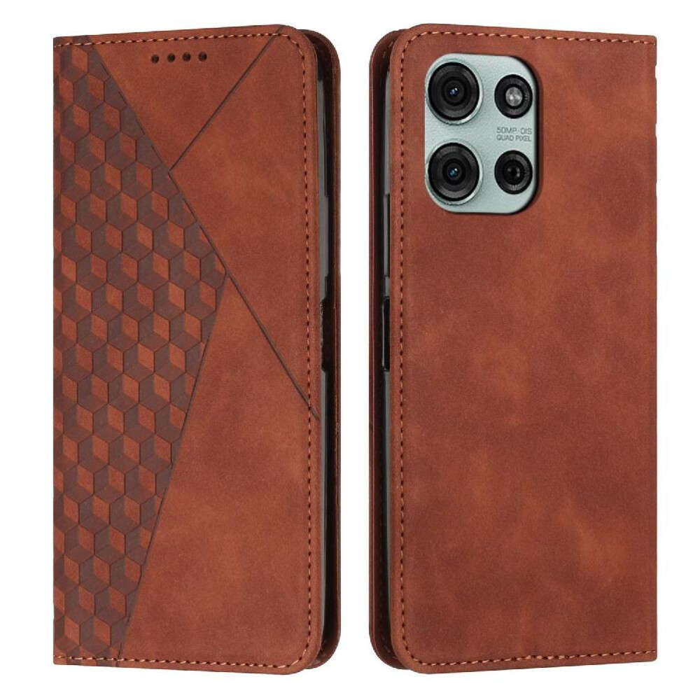(Brown) Flip Case For Motorola Moto G75 Card Insertion Pu Leather Wallet Kickstand Brown 764563420865