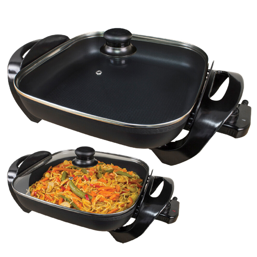 Quest 35800 Pro Multi-Function Electric Cooker with 30x30cm Non-Stick Pan, Glass Lid & 240C Temperature Control