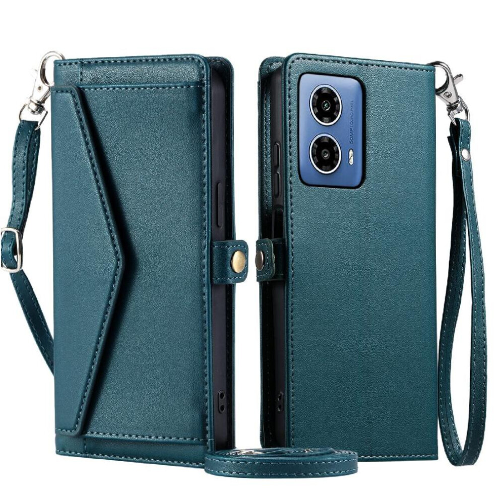 Gangxun (Blue) Wallet Crossbody Case For Motorola Moto G35 Card Holder Wallet Case For Women Rfid Blocking Zipper Bills Slot Blue
