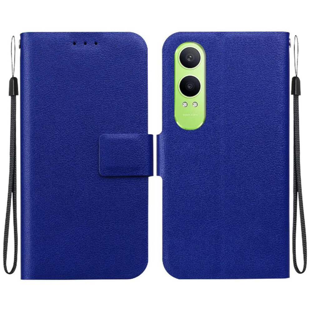 (Blue) Flip Case For Oneplus Nord Ce4 Lite With Buckle With Card Slot Pure Colour Kickstand Pu Leather Blue 764563421527