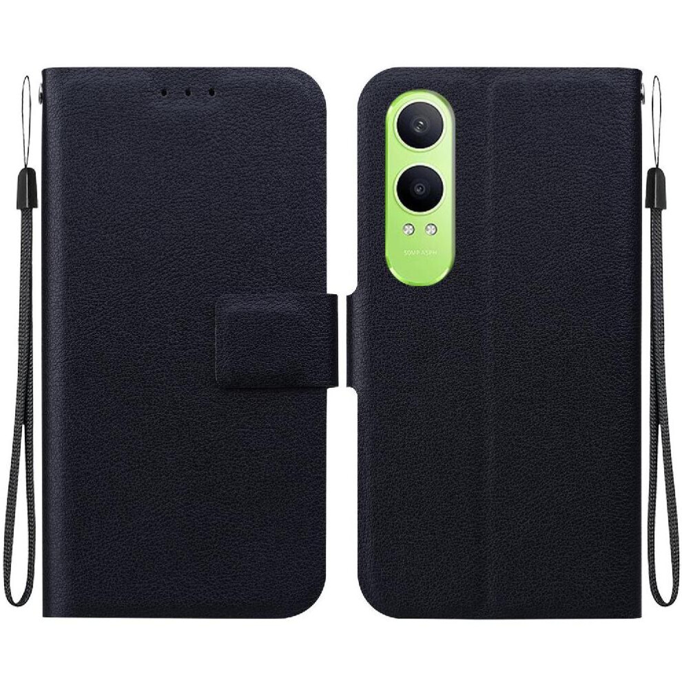 (Black) Flip Case For Oneplus Nord Ce4 Lite With Buckle With Card Slot Pure Colour Kickstand Pu Leather Black 764563421510