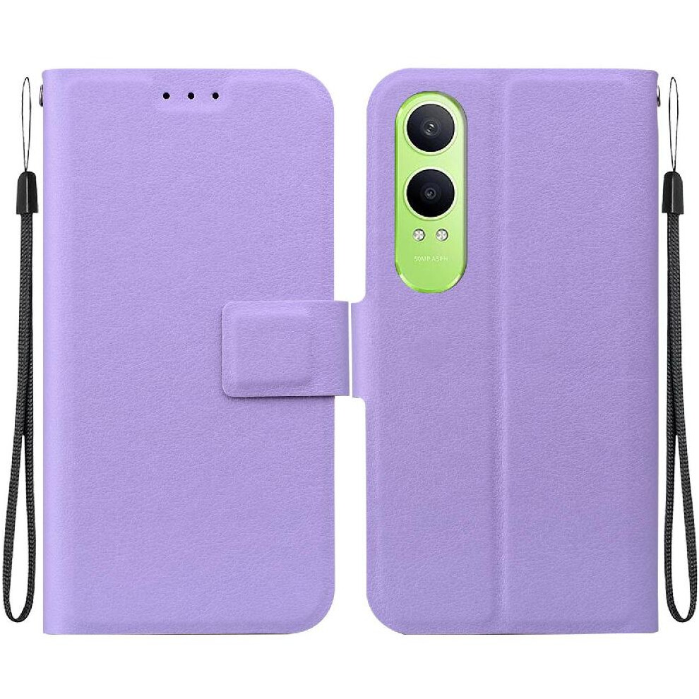 (Purple) Flip Case For Oneplus Nord Ce4 Lite With Buckle With Card Slot Pure Colour Kickstand Pu Leather Purple 764563421497