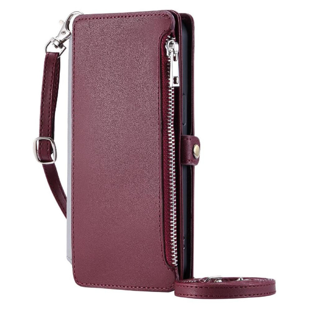 Photos - Case  Crossbody  for Oneplus Nord Ce4 Rfid Blocking 9 Card Slots Zipper Bills Slot Long Lanyard  Wallet(Red)