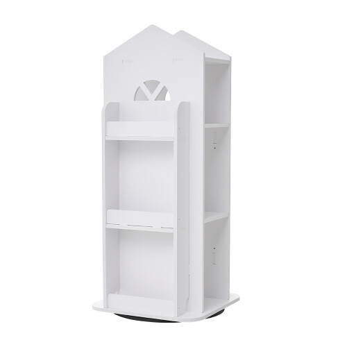 Living And Home (White) 4-Tier Castle Kids Rotating Bookshelf