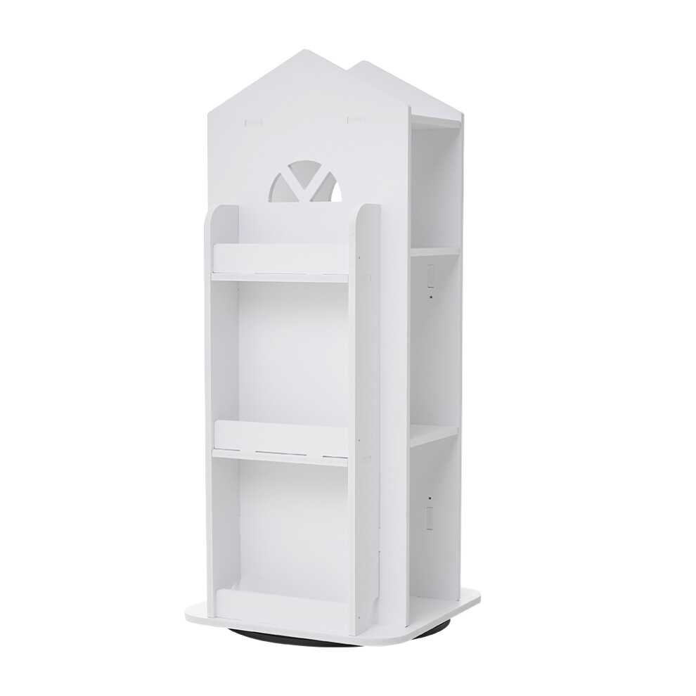 (White) 4-Tier Castle Kids Rotating Bookshelf-image-OPC-PH2BTJ5-NEW