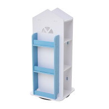 (White+Blue) 4-Tier Castle Kids Rotating Bookshelf