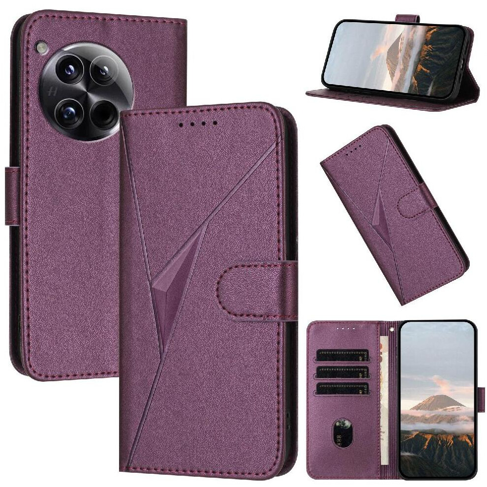 ( Violet) Flip Case For Oneplus 12 Flip Protective Mobile Phone Anti-Fall With Kickstand Function Premium Pu Leather With Card Slots Dark 764563422975