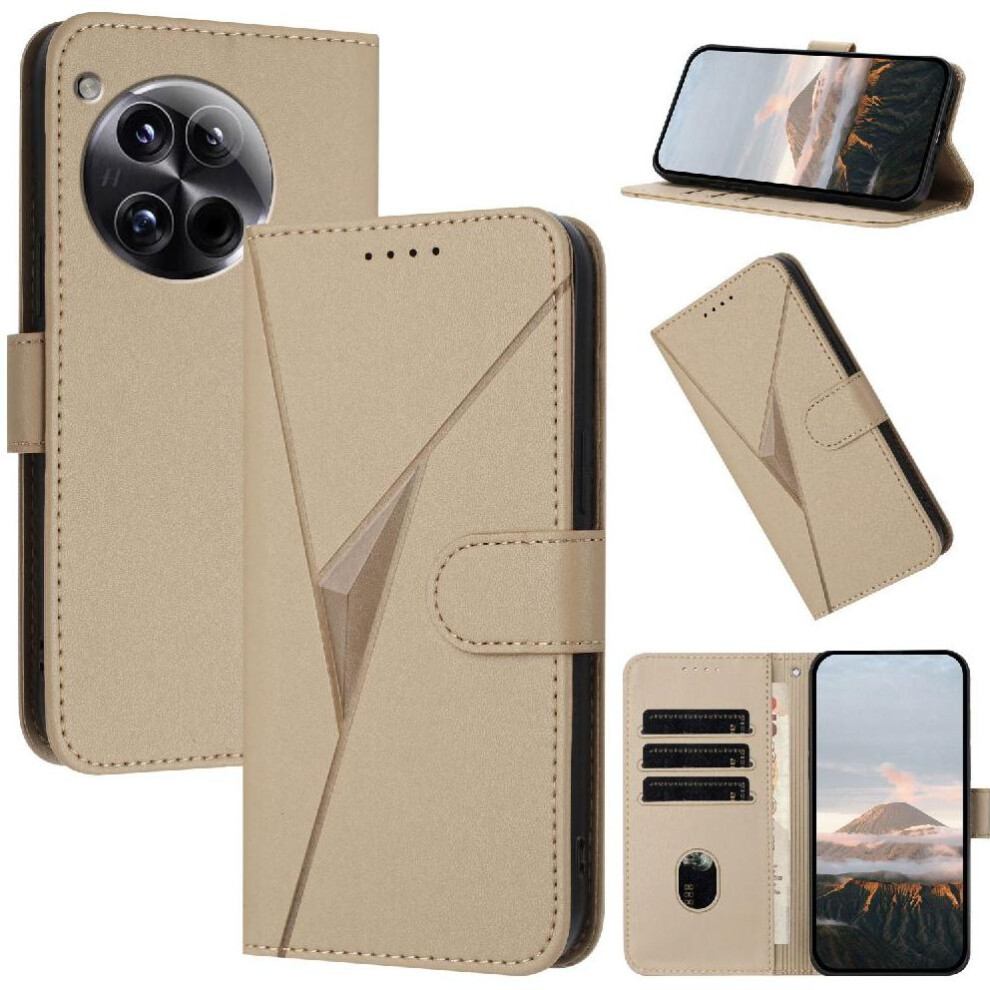 (Gold) Flip Case For Oneplus 12 Flip Protective Mobile Phone Anti-Fall With Kickstand Function Premium Pu Leather With Card Slots Gold 764563423026
