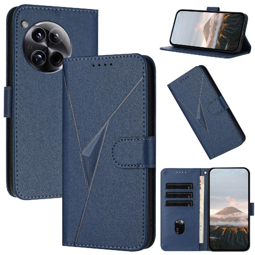 (Blue) Flip Case For Oneplus 12 Flip Protective Mobile Phone Anti-Fall With Kickstand Function Premium Pu Leather With Card Slots Blue 764563423019