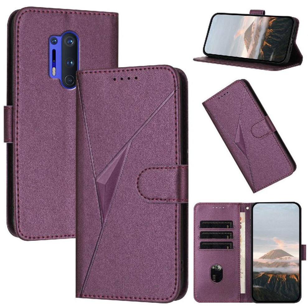 ( Violet) Flip Case For Oneplus 8 Pro Flip Protective Mobile Phone Anti-Fall With Kickstand Function Premium Pu Leather With Card Slots Dark 764563423057