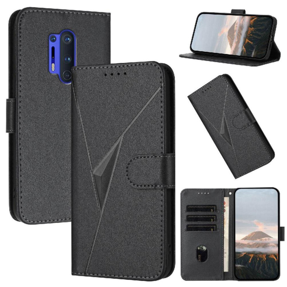 (Black) Flip Case For Oneplus 8 Pro Flip Protective Mobile Phone Anti-Fall With Kickstand Function Premium Pu Leather With Card Slots Black 764563423088