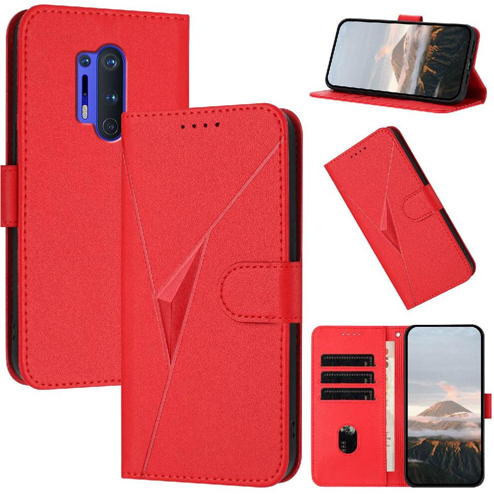 (Red) Flip Case For Oneplus 8 Pro Flip Protective Mobile Phone Anti-Fall With Kickstand Function Premium Pu Leather With Card Slots Red 764563423064