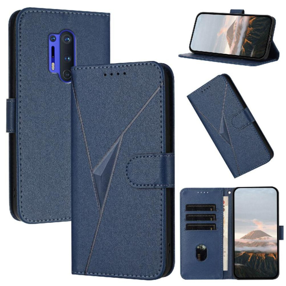 (Blue) Flip Case For Oneplus 8 Pro Flip Protective Mobile Phone Anti-Fall With Kickstand Function Premium Pu Leather With Card Slots Blue 764563423095