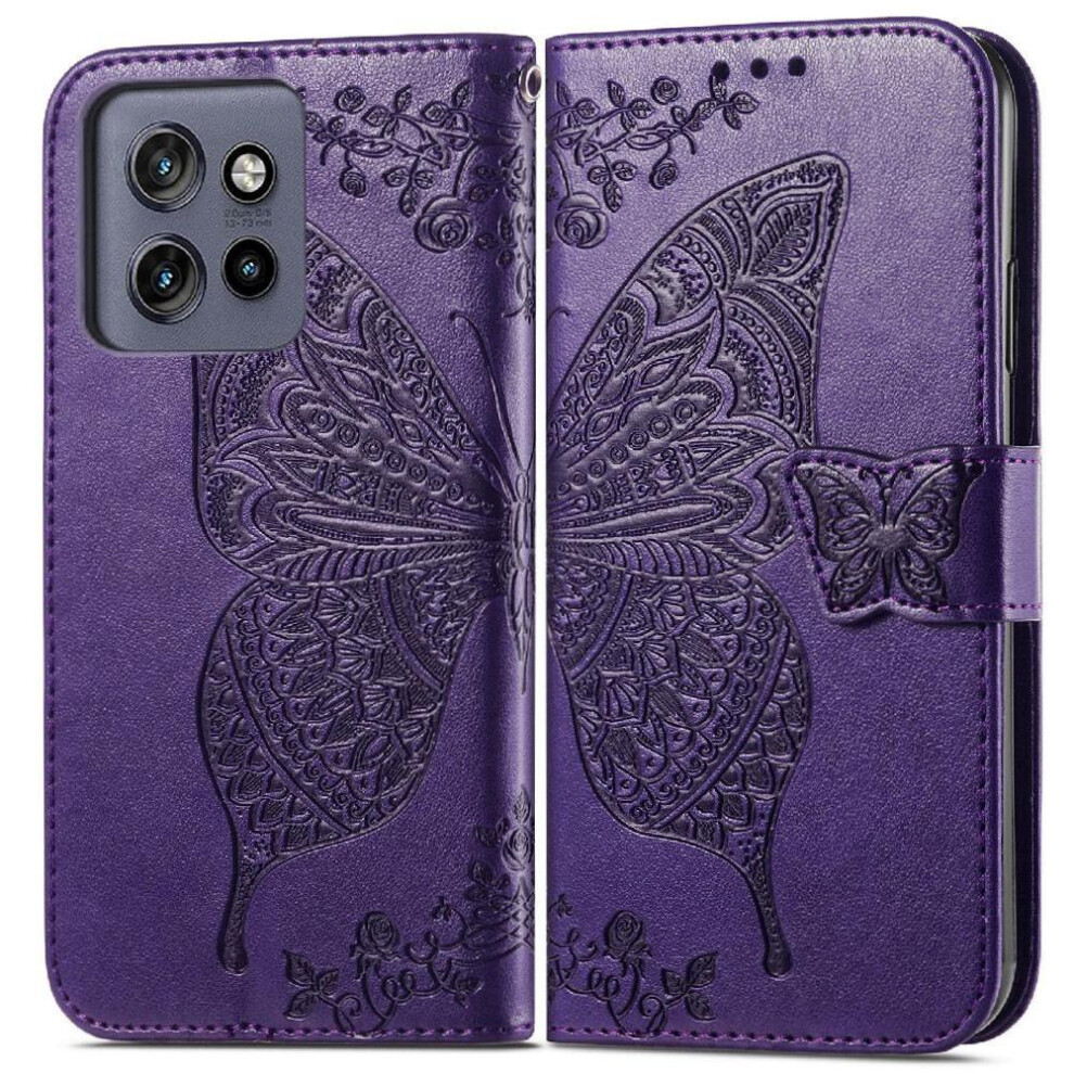 Photos - Case for Motorola Moto S50 Multi-color Wallet Butterfly Business Wing(Dark violet)