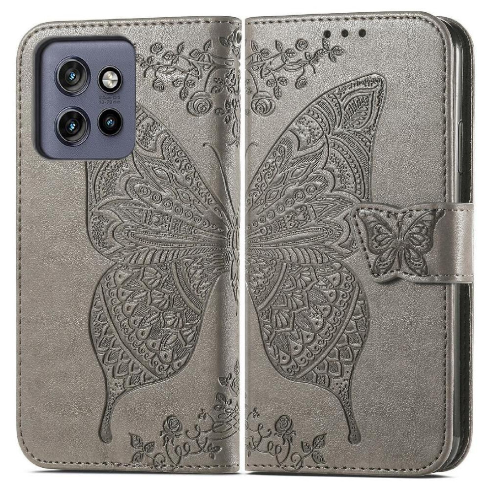 Photos - Case   for Motorola Moto S50 Multi-color Wallet Butterfly Business Wing(Gray )