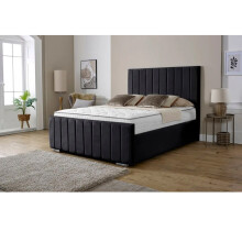 (King 5Ft, Black) Lisbon Plush Velvet Upholstered Bed