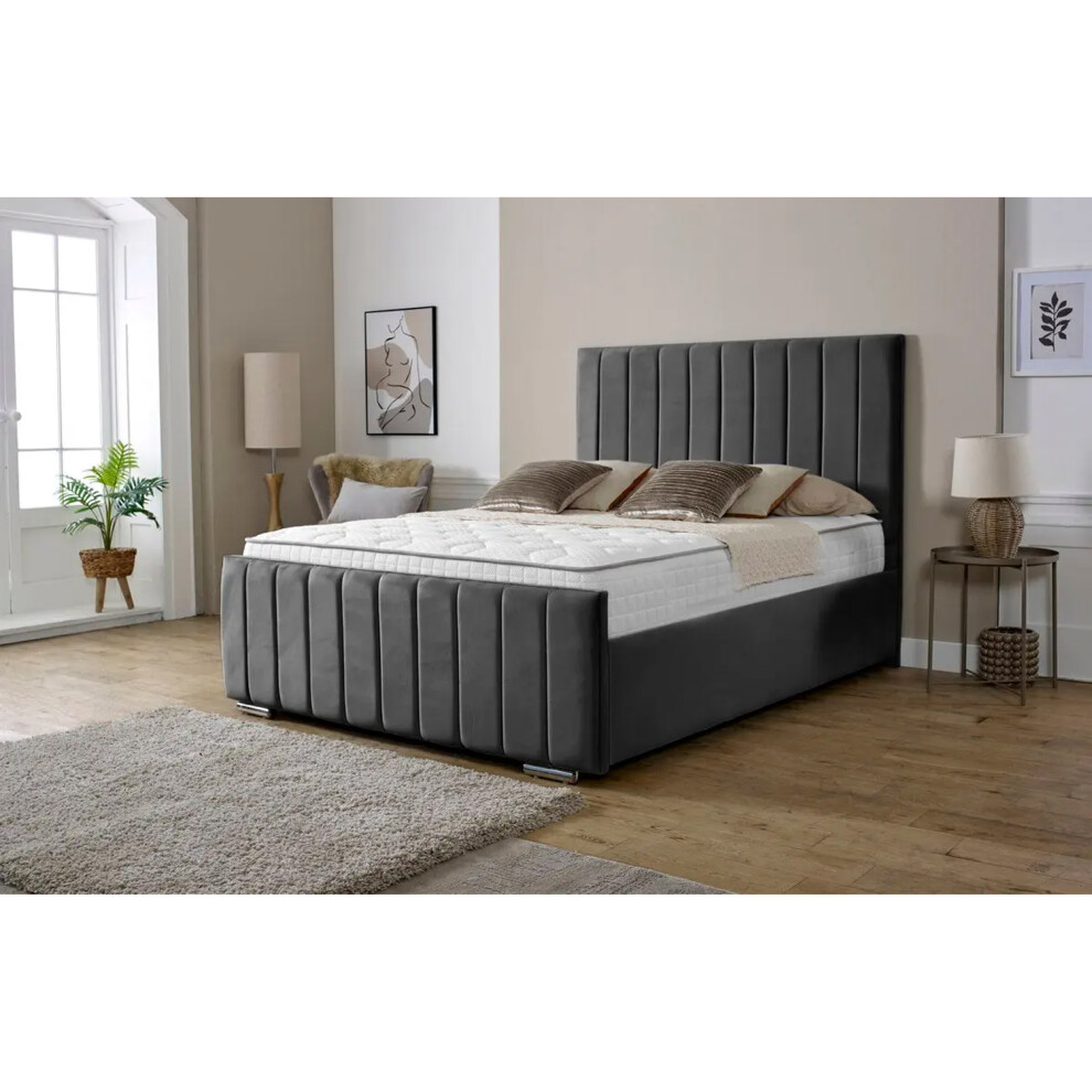 Snugg Furniture (Double 4Ft, Steel) Lisbon Plush Velvet Upholstered Bed Not,Specified