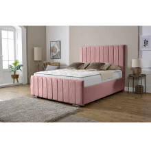 (Double 4Ft, Pink) Lisbon Plush Velvet Upholstered Bed