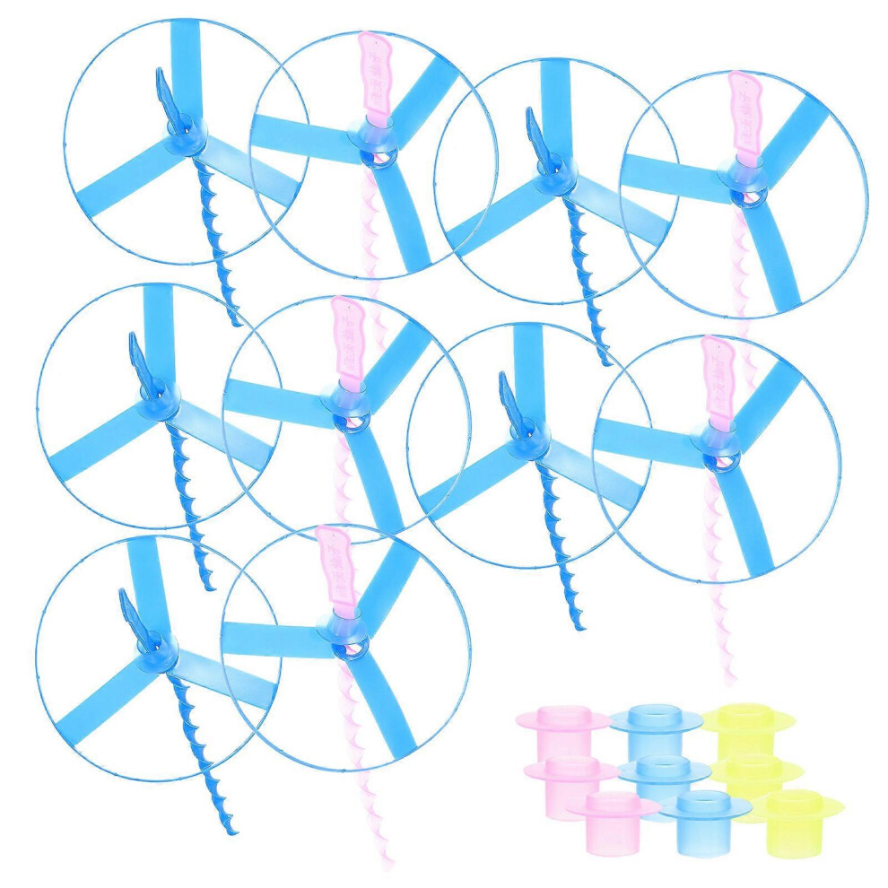 Kricely (As Show, One Size) 10Pcs Flying Disc Toys Kids Flying Disc Playthings Pull String Flying Saucers