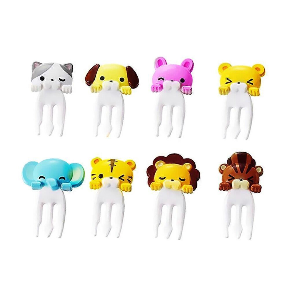 Kricely (As Show, One Size) 8Pcs Kids Fruit Forks Plastic Food Picks Forks Cartoon Bento Fruit For Home