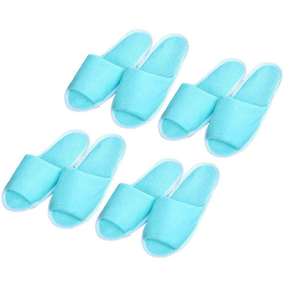 Kricely (As Show, One Size) 4 Pairs Of Female Disposable Slippers Portable Folding Slippers For Travel Hotel (Blue)
