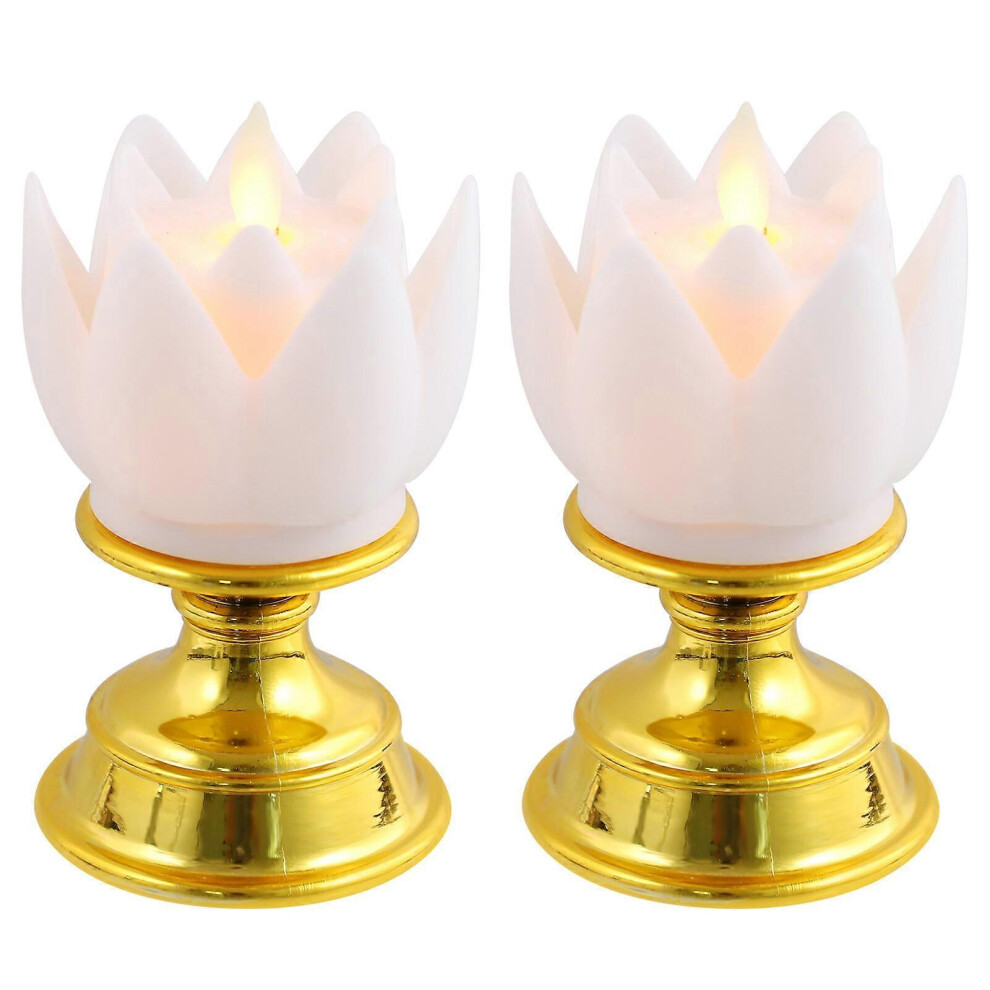 Kricely (As Show, One Size) 2Pcs Lotus Lamps Led Lotus Buddhist Lights Buddha Lotus Lamps Lotus Lights