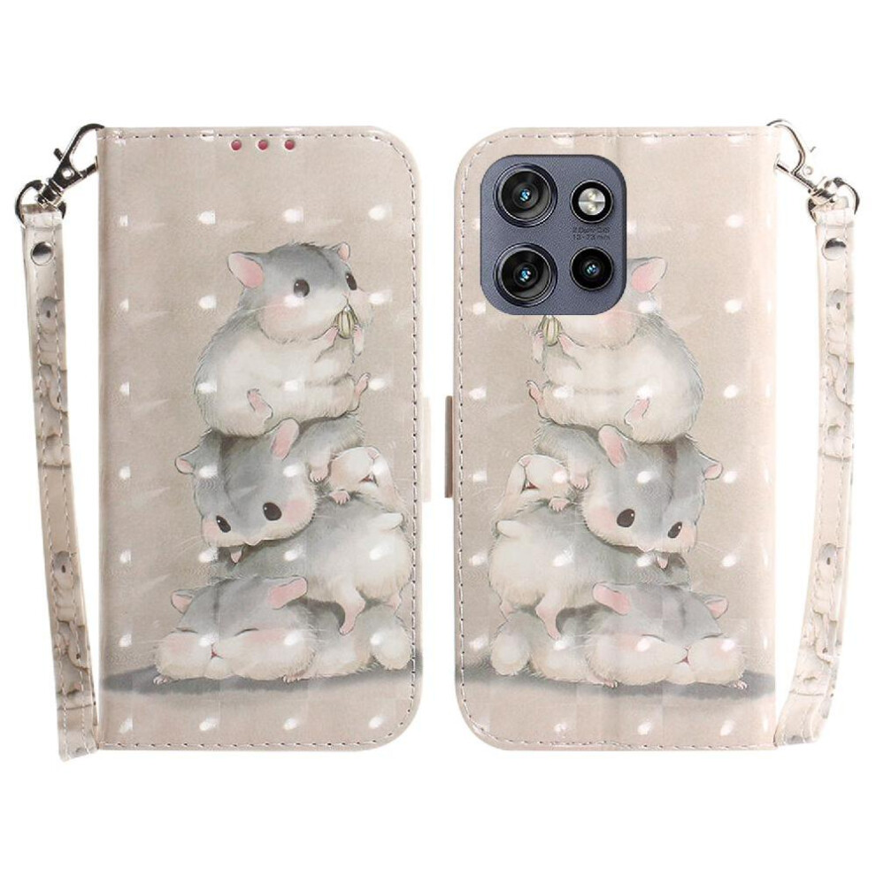 (C5 ) 3D Painted Protective Case For Motorola Moto S50 Wallet Card Slots Pu Leather Magnetic Closure Lanyard 764563424191
