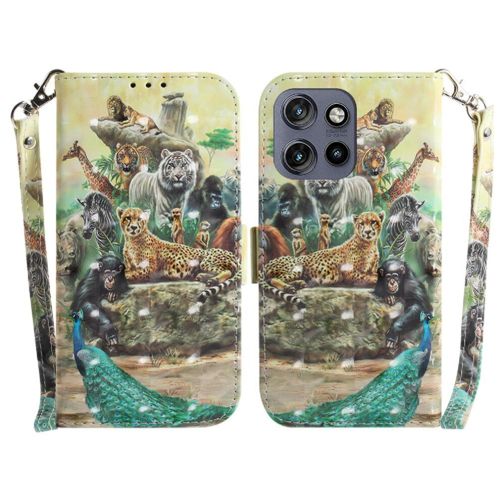 (Ohter) 3D Painted Protective Case For Motorola Moto S50 Wallet Card Slots Pu Leather Magnetic Closure Lanyard 764563424184