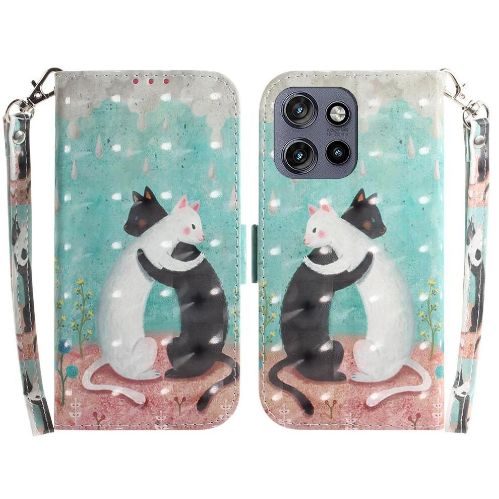 (C9 ) 3D Painted Protective Case For Motorola Moto S50 Wallet Card Slots Pu Leather Magnetic Closure Lanyard 764563424238