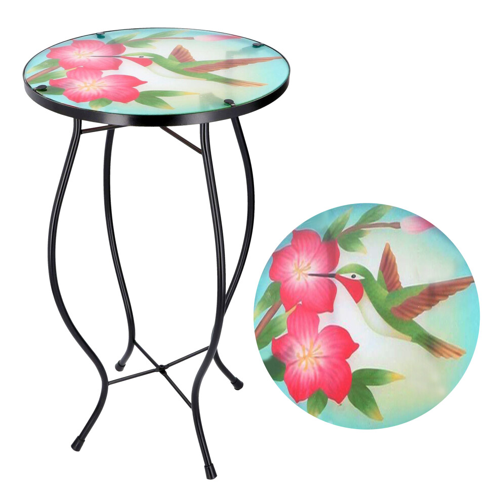(Colibri) GEEZY Mosaic Iron/Glass Round Coffee Table Garden Patio Elegant Plant Stand