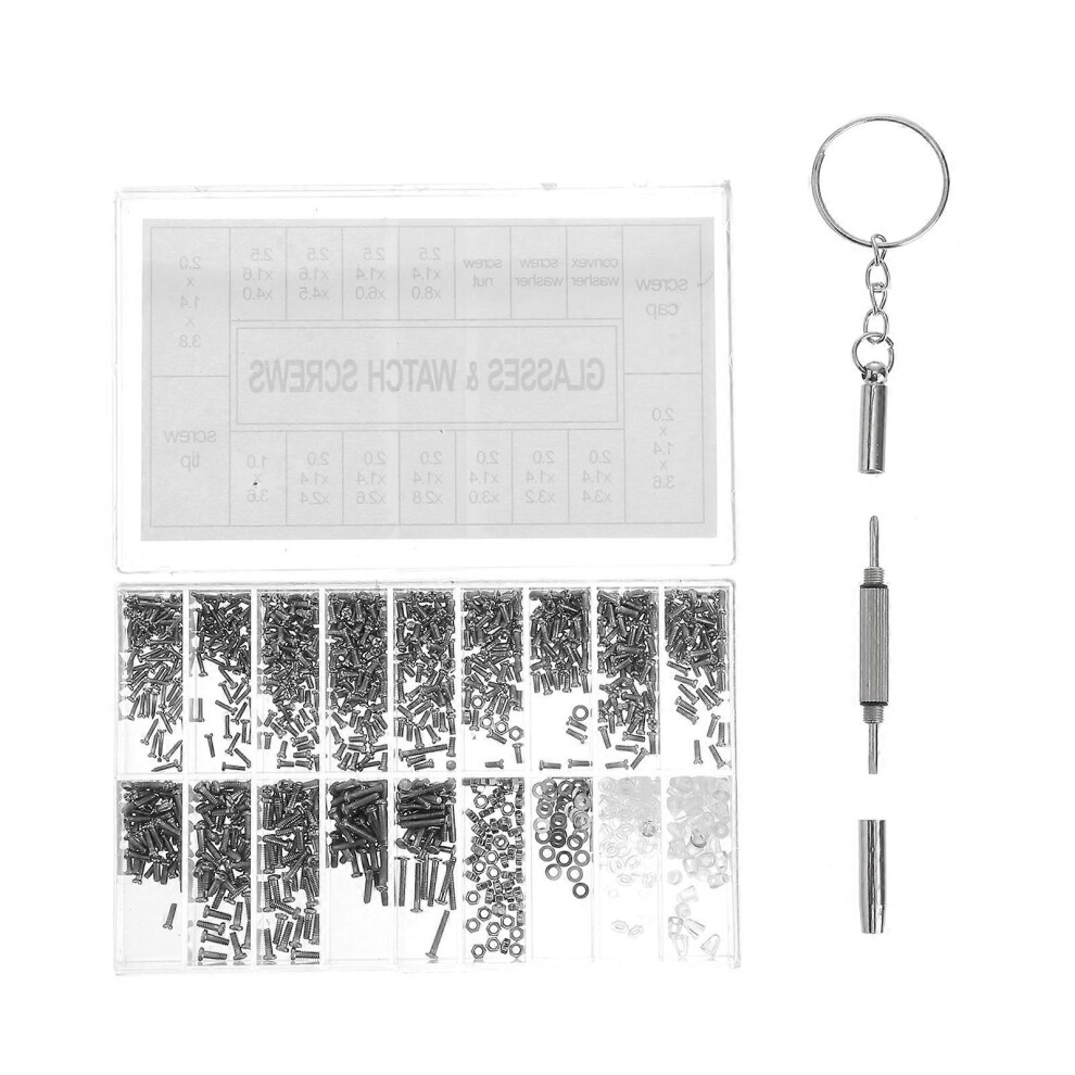 Kricely (As Show, One Size) 1000Pcs/Set Glasses Screws Glasses Repair Tool Eyeglasses Repair Kit For Glasses