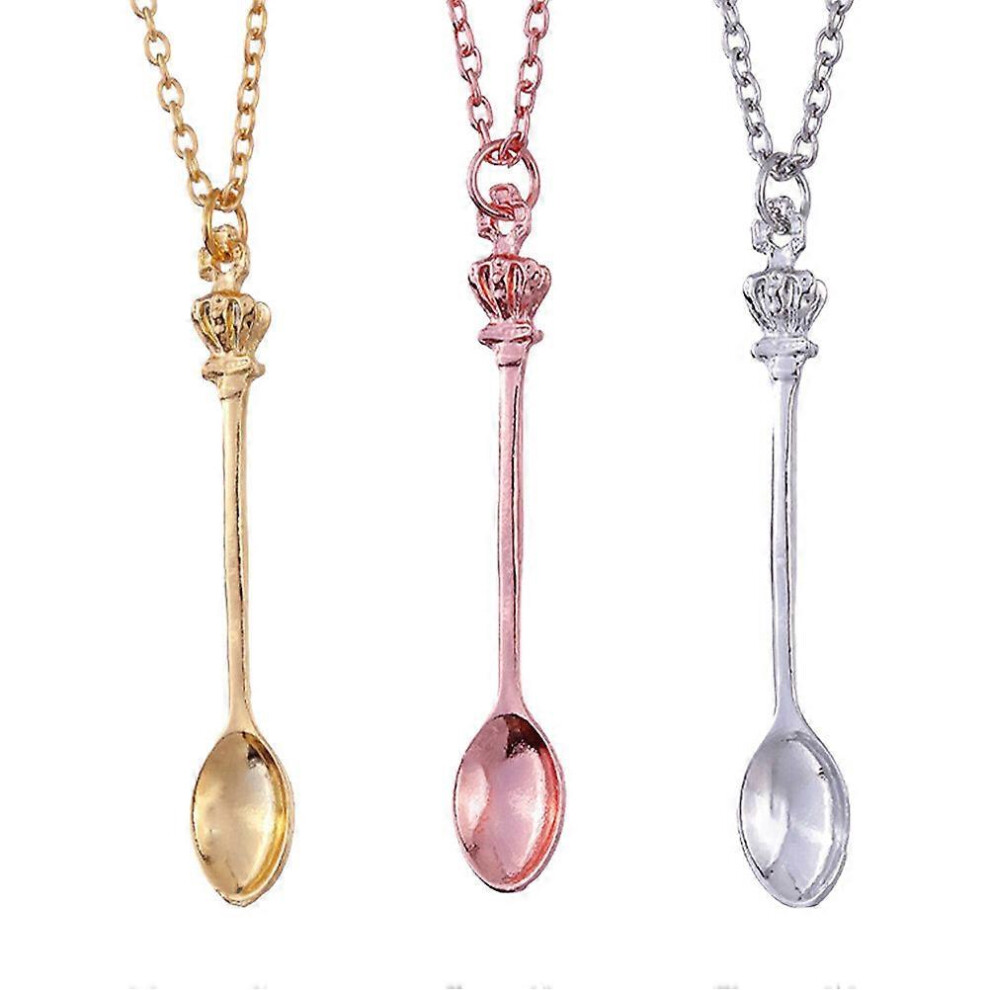 Kricely (As Show, One Size) 3Pcs Crown Charm Necklace Fashionable Clavicle Chain Jewelry Clavicle Accessory