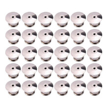 (As show, One size) 30PCS Durable Metal Flat Locking Pin Backs Brooch Badge Accessories (Silver)