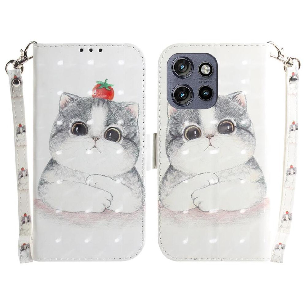 (C10) 3D Painted Protective Case For Motorola Thinkphone 25 Pu Leather Card Slots Magnetic Closure Lanyard Wallet 764563424368