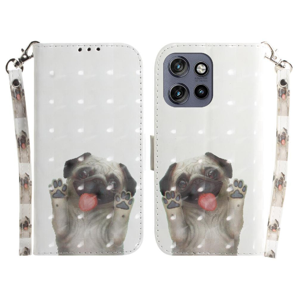 (White) 3D Painted Protective Case For Motorola Thinkphone 25 Pu Leather Card Slots Magnetic Closure Lanyard Wallet White 764563424382