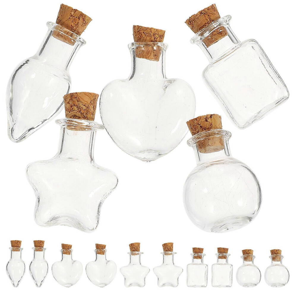 Kricely (As Show, One Size) 15Pcs Small Cork Bottles Multi-Function Wish Bottles Delicate Miniature Bottles