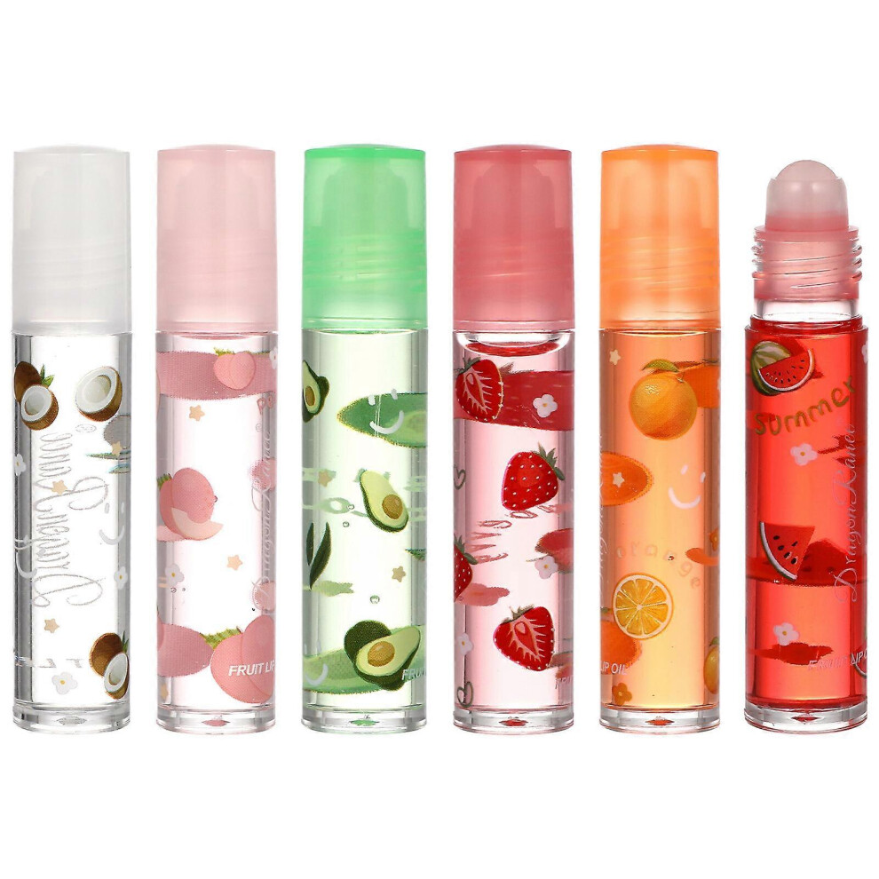 Kricely (As Show, One Size) 6 Pcs Fruit-Flavored Lipsticks Transparent Colorless Moisturizing Lip Glosses Lip Lotions