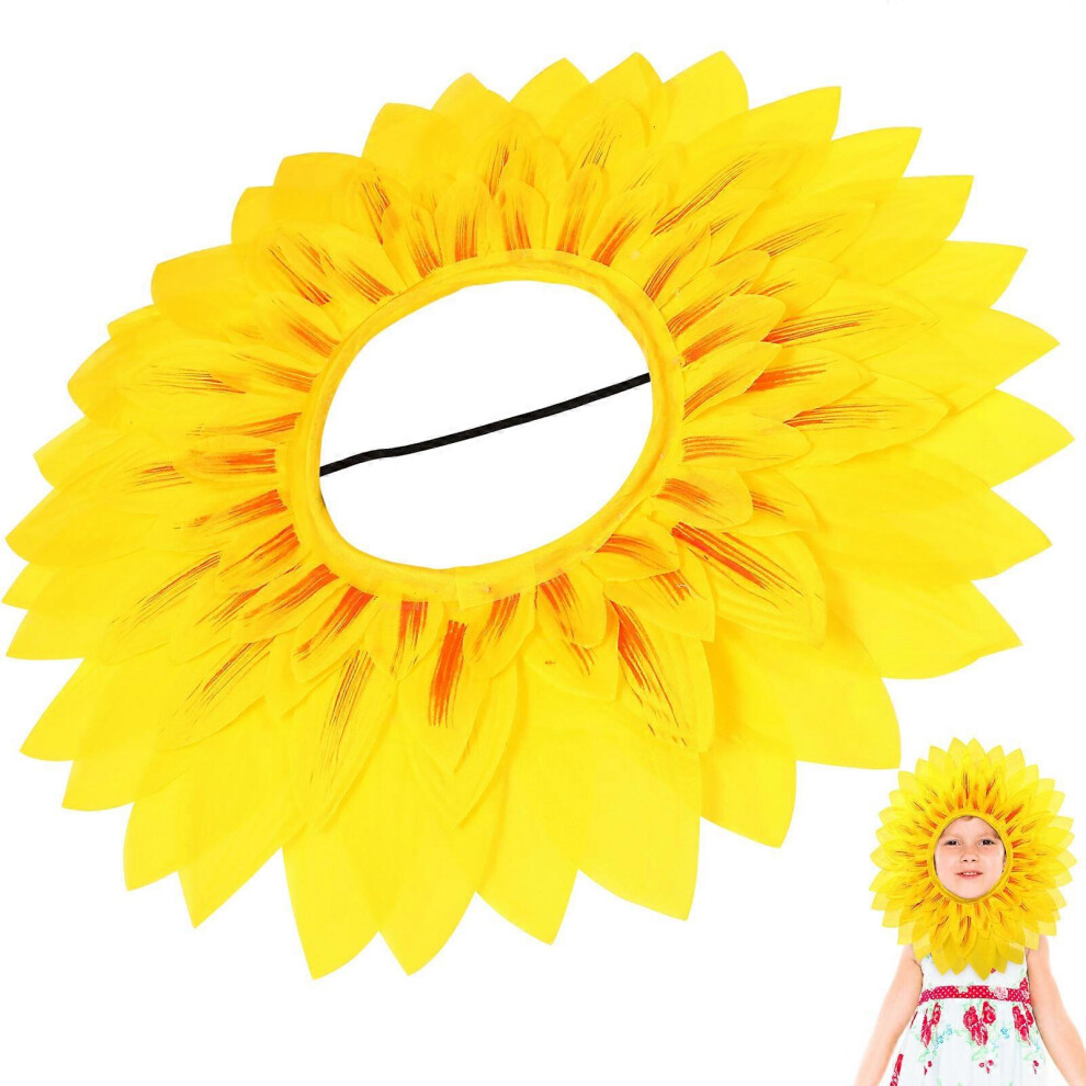 Kricely (As Show, One Size) Creative Sun Flower Headgear Head Cover Lovely Sunflower Face Cover Kindergarten Sports Games Props Accessory For Decor Use (58Cm,