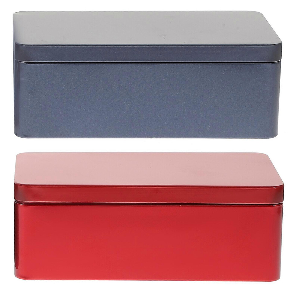 Kricely (As Show, One Size) 2Pcs Rectangular Tinplate Boxes Mini Portable Tea Leaf Storage Containers