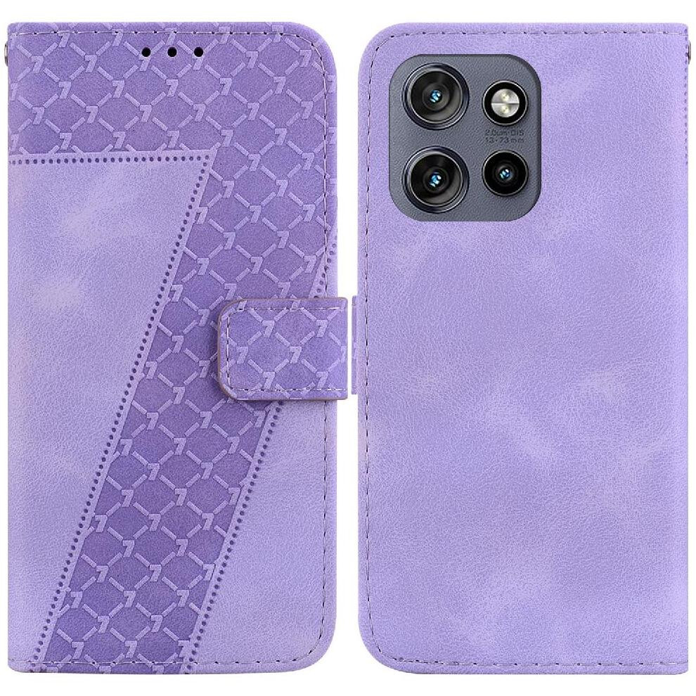 (Purple) Phone Case For Motorola Moto S50 Card Slot Function Embossed Pattern Pu Leather Wallet Flip Folio Cover Purple 764563424405