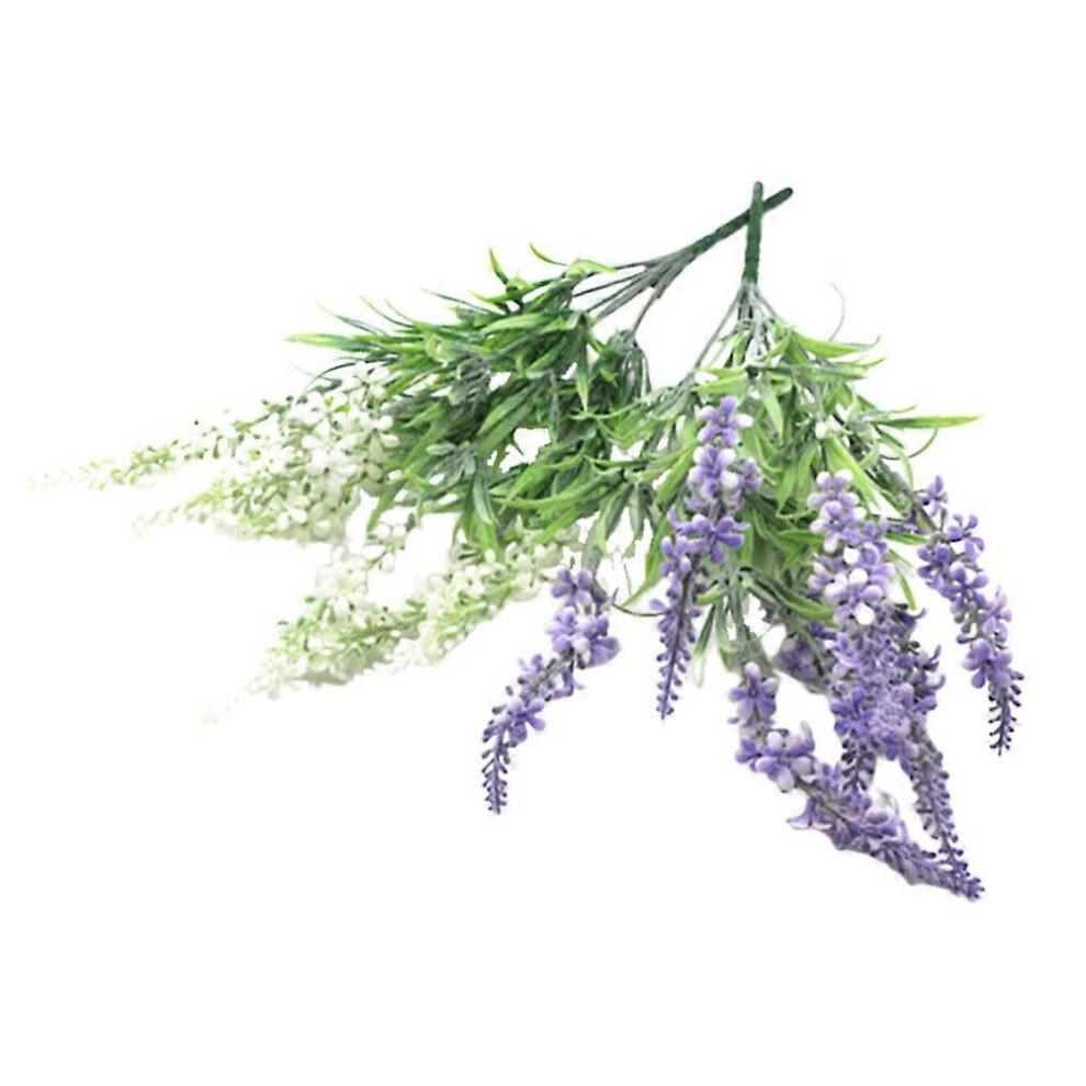 Kricely (As Show, One Size) 2Pcs Simulation Lavender Plant Adornment Lifelike Plastic Plant Leaf Photography Props Diy Craft For Home Decoration (Purple And W